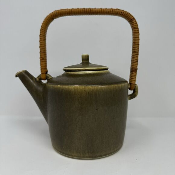 1950s Palshus Frode Bahnsen Danish Pottery Teapot Set Green Signed DLS 1186 - Picture 2 of 16